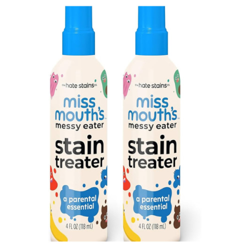 Miss Mouth's Messy Eater Stain Treater Spray - 4oz 2 Pack Stain Remover - Newborn & Baby Essentials - No Dry Cleaning Food, Grease, Coffee Off Laundry, Underwear, Fabric