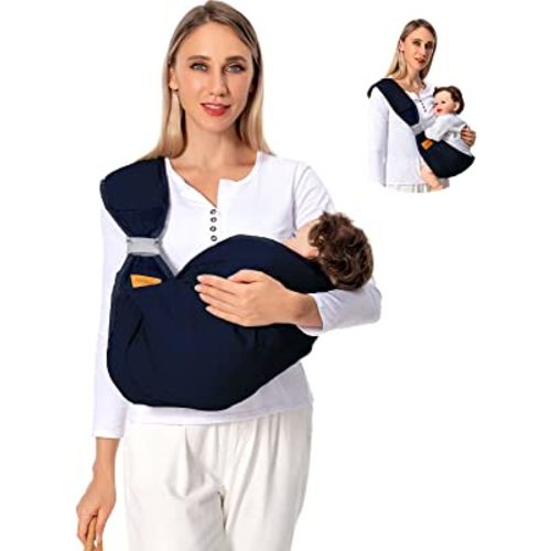 Baby Sling Carrier, Baby Carrier Newborn to Toddler(7-45lbs), Toddler Carrier with Safety Buckle, One Shoulder Adjustable Shoulder Strap, One Size Fits All, Blue