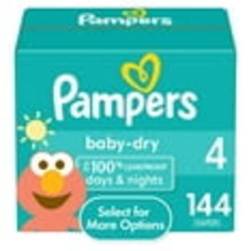 Pampers Baby Dry Diapers, Size 4, 144 Count - 100% Leakproof, Hypoallergenic, Paraben and Latex Free