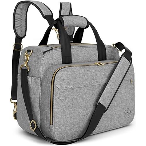 4 in 1 Convertible Baby Diaper Bag – Converts from Tote to Backpack, Stroller & Crossbody Diaper Bag – Gray Baby Travel Bag – Gift for Moms