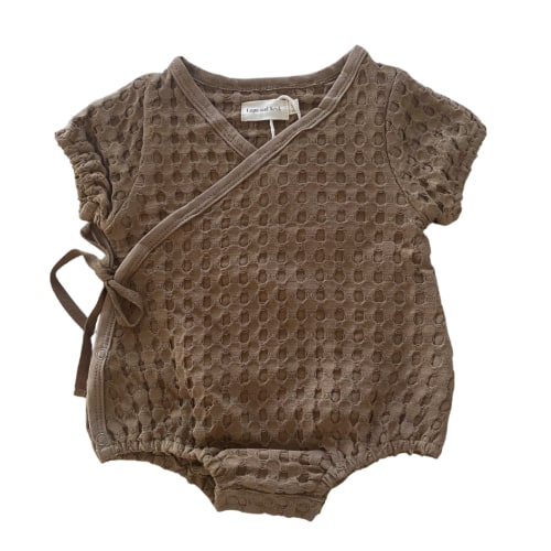 Chunky Waffle Kimono Romper | Chocolate