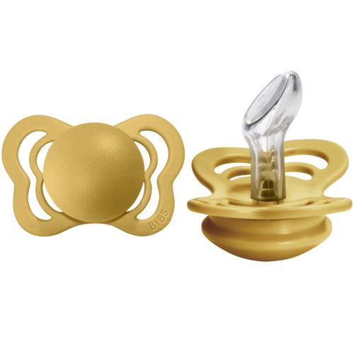 BIBS Pacifiers - Couture Collection | BPA-Free Baby Pacifier | Made in Denmark | Set of 2 Mustard Color Premium Soothers | Size 6-18 Months