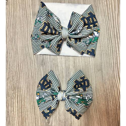 Stripes Notre Dame Baby Headwrap or Bow