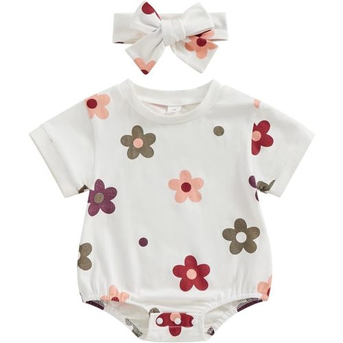 FYBITBO Newborn Infant Baby Girls Clothes Summer Short Sleeve Rompers Bubble Bodysuit Cute Outfit One Piece Clothing