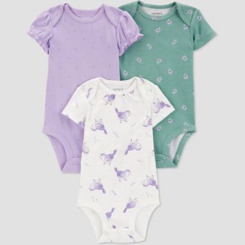 Carter's Just One You® Baby Girls' 3pk Short Sleeve Bodysuit - Purple Newborn