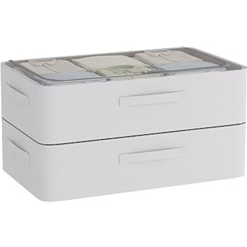 Under Bed Storage Bins Frame Storage Box Oxford Fabric Sturdy Underbed Container Foldable Stackable Large Capacity Clothes Organizer