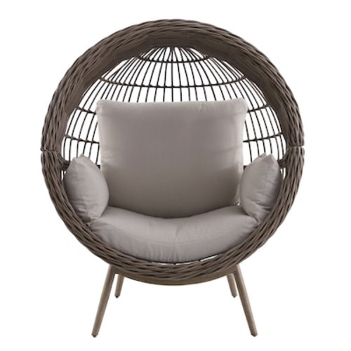 Origin 21 Dunes Wicker Brown Steel Frame Stationary Egg Chair with Tan Cushioned Seat FRS51425A at Lowes.com