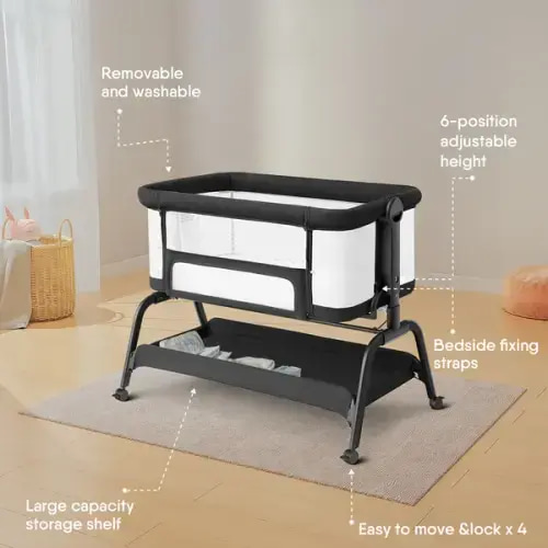 BabyBond Baby Bassinet 3 in 1 Bassinet Bedside Sleeper with Soft Mattress and Sheet for Baby