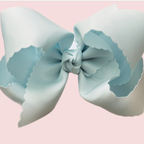 Powder Blue Scallop Edge Grosgrain Bow