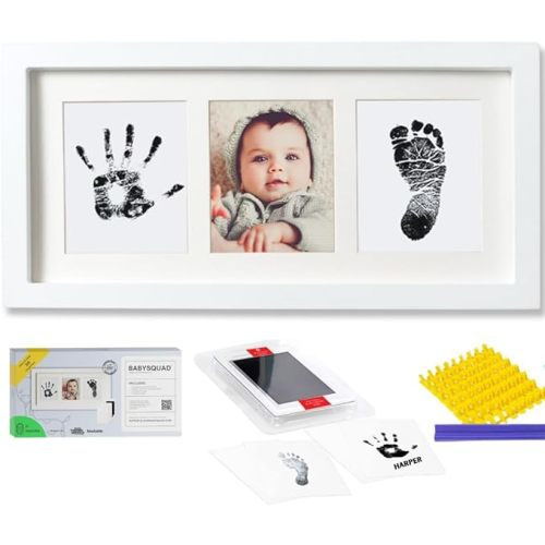 Baby Prints Newborn Handprint and Footprint Picture Frame Keepsake Kit, 13.5 x 7 INCHES (Large Size), Mess-Free Ink Pad Included | Gift for New Parents for Babyshower | Photo Keepsake