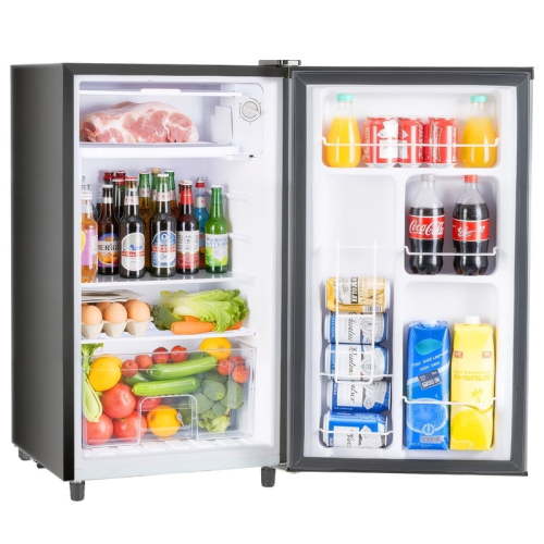Sybels 3.2 Cu.Ft Mini Fridge with Freezer, Compact Single Door, Adjustable Thermostat & Low Noise, Perfect for Bedroom, Dorm, Office, Silver