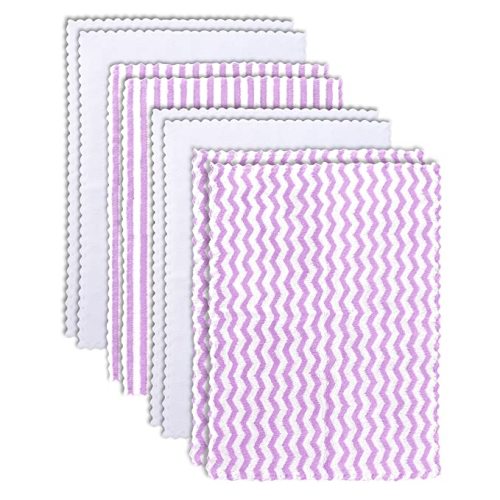 8 Pack Super Soft Baby Burp Cloths, Baby Washcloths, Ultra Absorbent Large Newborn Burping Cloth for Boy and Girl, Milk Spit Up Rags, Unisex for Baby Sensitive Skin, Purple and White, 16 × 12 Inch - 16x12 Inch (Pack of 8)