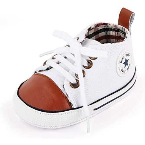 Unisex Baby Girls Boys Canvas High-top Shoes, Newborn Infant Anti-Slip Soft Sole Frist Walking Breathable Sneakers