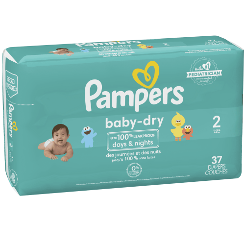 Pampers Baby-Dry Leak Proof Protection Diapers Hypoallergenic Free Of Parabens, Size 2, 37 Count (1 Pack)