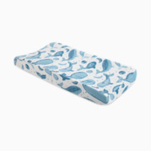 Crane Baby Cotton Quilted Change Pad Cover - Caspian Whales