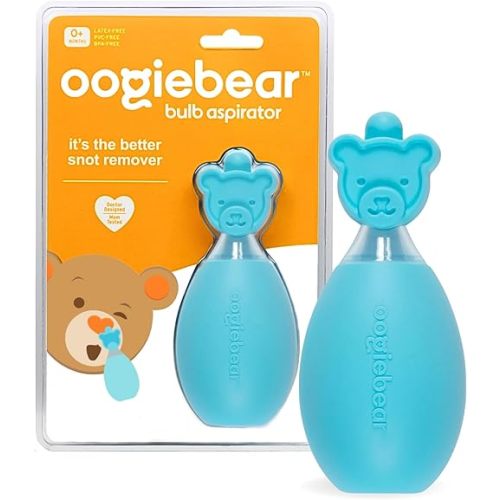 oogiebear: Baby Nasal Aspirator - Safe Booger & Earwax Remover for Newborns, Infants, Toddlers - Better Syringe, Airtight Suction, Nose Sucker - Essential Baby Stuff, Diaper Bag Must-Haves, Blue