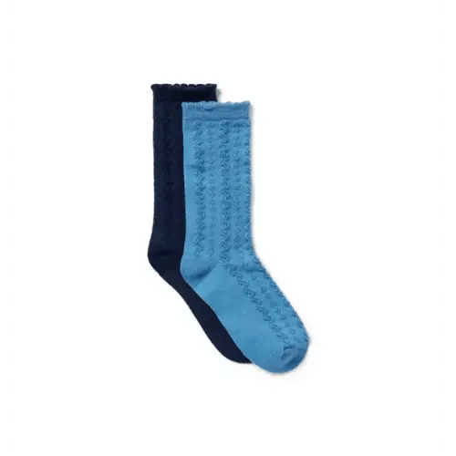Accessories Light Blue And Navy Pointelle Sock 2-Pack by Janie and Jack