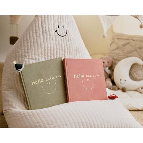 Velvet Baby Memory Book, Baby’s First Year, Journal for New Parents, Baby Shower Gift for New Mom, Linen Milestone Scrapbook Keepsake
