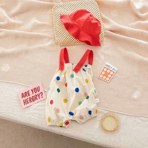 Baby Balloon Strap Romper with Hat