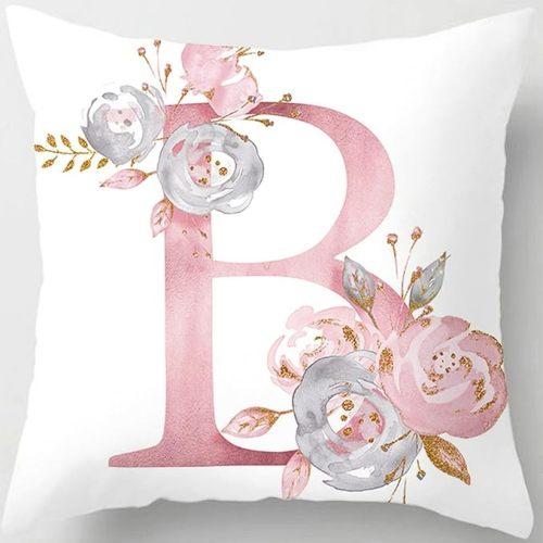 Tillskuch Pink Throw Pillow Covers Cute Alphabet Decorative Cushion Covers Square Letter Throw Pillows Protectors for Sofa Couch Bedroom Chair Home Decor 18 x 18 Inch(L)