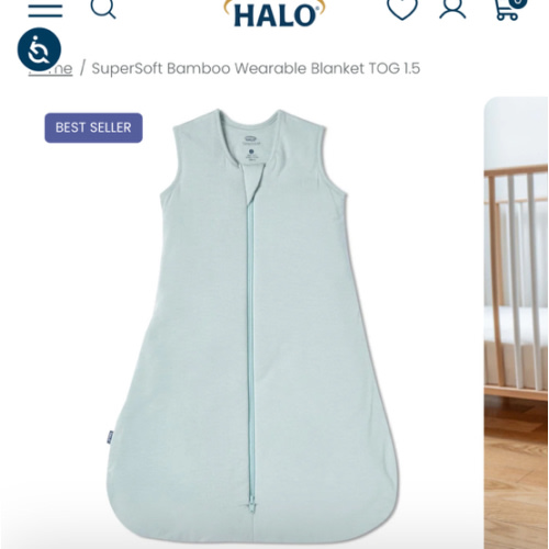 HALO - 1.5 TOG supersoft bamboo wearable blanket, double zipper sleeping bag with weighted feel - green