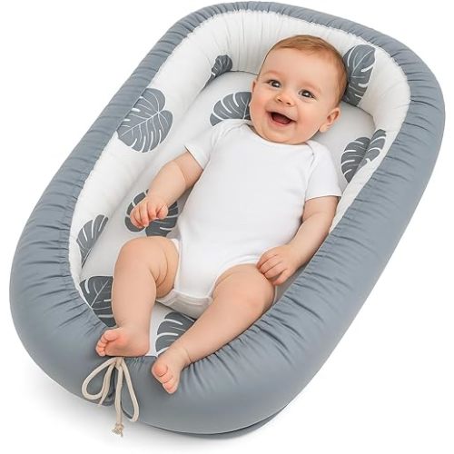 Baby Lounger for Newborn, Snuggle me Lounger for Newborn 0-12, Portable Co-Sleeping Lounger, Breathable & Ultra-Soft | Adjustable & Lightweight for Home & Travel | Newborn Essentials Gift
