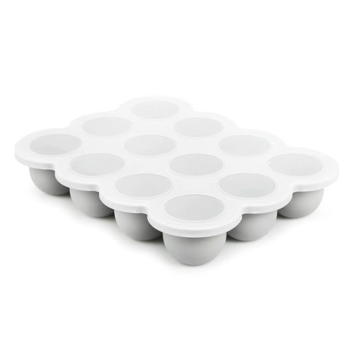 Baby Food Storage Container, 12 Portions Silicone Baby Food Freezer Tray with Lid, Perfect for Homemade Baby Food Vegetable & Fruit Purees and Breast Milk (Chiseled Stone Grey)