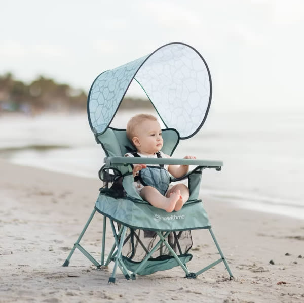Baby Delight Go With Me Venture Deluxe Portable Chair - Green Garden: Travel Bag, 5-Point Harness, 75lb Capacity