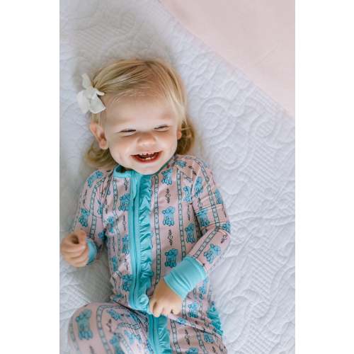 Pink and Blue Poodle Bamboo Romper I Poppy Kids Co