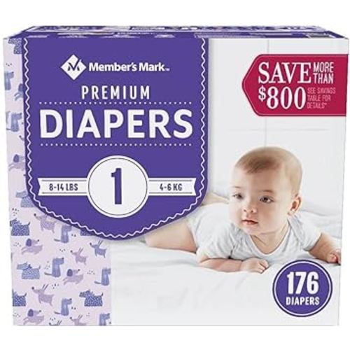 Member's Mark Premium Size 1 Diapers (Netcount 176 Diapers),, 176Count ()