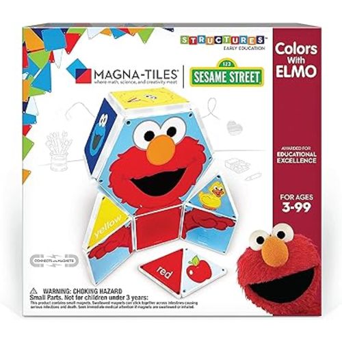 CreateOn Magna-Tiles “Sesame Street” Toys, Magnetic Kids’ Building Toys from “Sesame Street” Books, Colors with Elmo Magnet Tiles, Educational Toys for Ages 3+, 17 Pieces