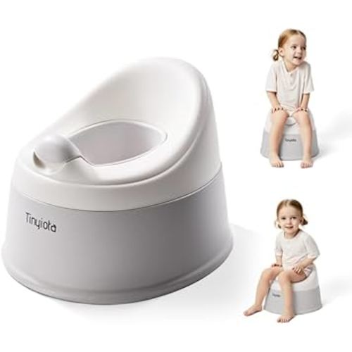 Tinyiota Toddler Potty Training Toilet, Removable Bowl with High Splash Guard, Assembles in Seconds, Easy-Clean and Travel-Ready for Boys and Girls Ages 6 Months to 3 Years (Gray)