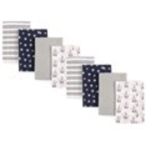Hudson Baby Cotton Poly Flannel Burp Cloths Multipack, Rocket Ship 8-Pack, One Size