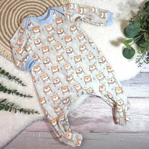 Shiba Inu Baby Sleep Suit, Kawaii Babygro, Romper, Sleepsuit, New Baby Gift, Unisex Baby Sleepsuit Japanese Style, Dog Baby Sleepsuit