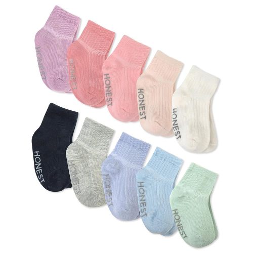 HonestBaby 10 Pack Multipack Cozy Socks Sustainably Made for Infant, Newborn Baby, Toddler, Kids Boys, Girls, 10-Pack Pink Sunset, 0-6 Months