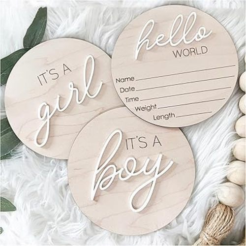 Hello World Newborn Sign - Personalized Gender Neutral Baby Name Sign - Baby Announcement Sign with Birth Stats - Birth Announcement Sign for Hospital - Welcome Baby Sign - Newborn Announcement Sign