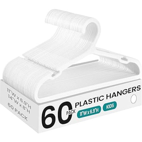 SONGMICS Kids Hangers 60 Pack, 11 x 6.1 Inches, Space-Saving, Non-Slip