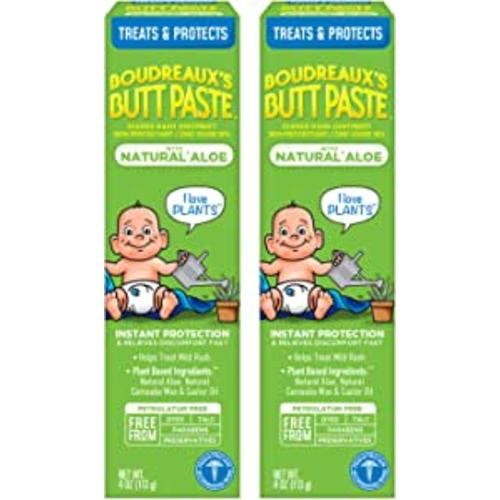 Amazon.com: Boudreaux's Butt Paste with Natural* Aloe Diaper Rash Cream, Ointment for Baby, 4 oz Tube, 2 Pack : Baby