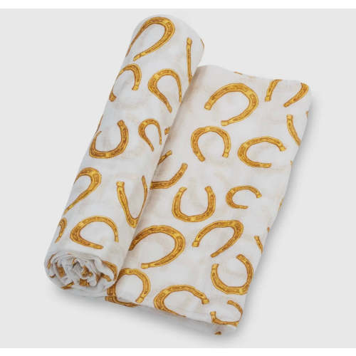 Horseshoe baby muslin swaddle blanket