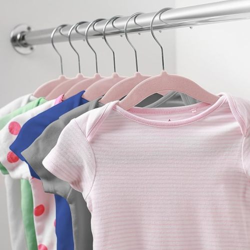 Casafield 50 Velvet Baby Hangers - 11" Size for Infant & Toddler Clothes - Light Pink