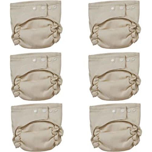 Osocozy Two Sized Fitted Cloth Diaper - 6 Count (Pack of 1) - Soft, Durable and Absorbent 100% Cotton Birdseye Weave Material. Easy to Use Snap Closures. Size 1 Fits 7-18 lbs