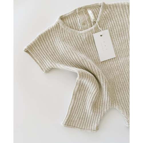 Oatmeal Ribbed Knit Tee Playsuit