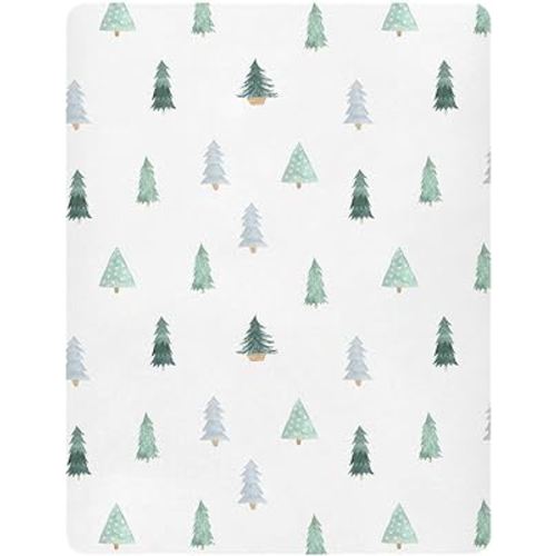 Burbuja Christmas Tree Crib Sheet for Boys Girls, Fitted Crib Sheet 28 x 52 in for Standard Crib & Toddler Bed Mattresses, Soft & Breathable