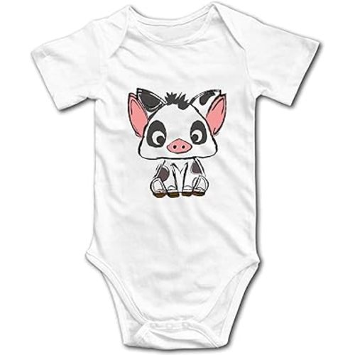 Baby Bodysuit Cute Puaa Pig Jumpsuit Outfits for Boys and Girls, White, 12-18 Months