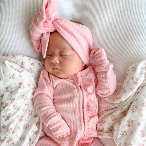 Frill Zip Romper | Peony Rib Pointelle – Little and Fern