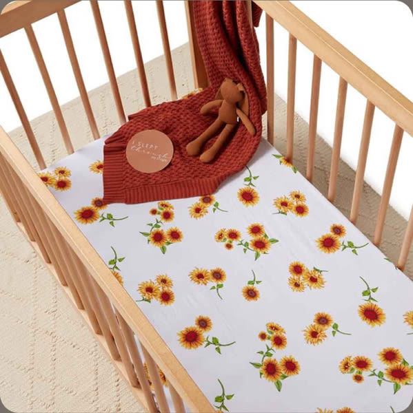 Sunflower Organic Fitted Baby Cot Sheet | Snuggle Hunny
