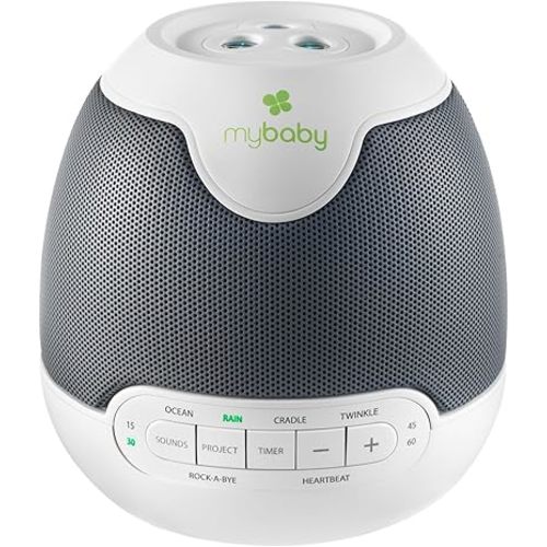 MyBaby Lullaby Sound Machine & Projector – Baby Sleep Machine Plays 6 Sounds & Lullabies, Projects Soothing Images - Auto-Off Timer, Adjustable Volume, Great for Baby Registry and Baby Shower Gifts