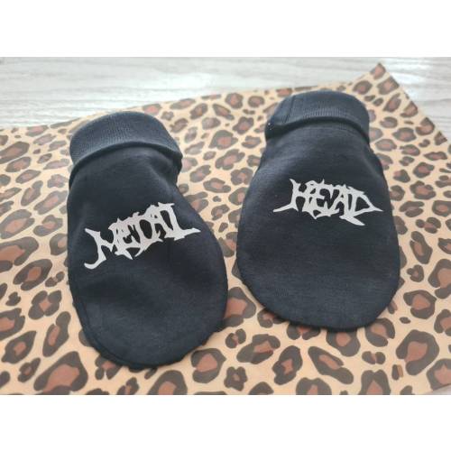 Metal Head Knuckle Tattoo Mittens Newborn Baby  - baby gift newborn present | baby clothes | alt spooky baby goth rock punk metalhead emo