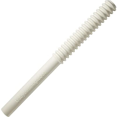 Baby Teething Tubes - Made in The USA Baby Teething Toys - Soft & Durable Infant Toys and Toddler Silicone Teether - 7 Inches, Ivory - Baby Must Haves for Teething Relief - Food Safe & Easy to Clean