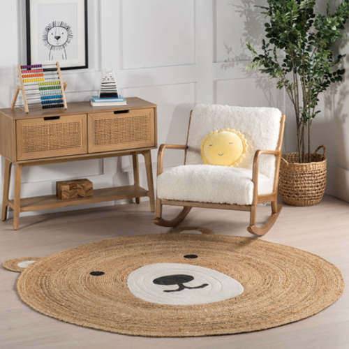 Goldie Bear Handwoven Kids Rug | Natural